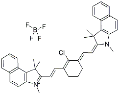 1H-BENZ[E]INDOLIUM, 2-[2-[2-CHLORO-3-[(1,3-DIHYDRO-1,1,3-TRIMETHYL-2H-BENZ[E]INDOL-2-YLIDENE)ETHYLIDENE]-1-CYCLOHEXEN-1-YL]ETHENYL]-1,1,3-TRIMETHYL-, TETRAFLUOROBORATE(1-) Struktur