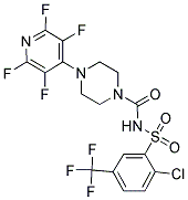 N-{[2-CHLORO-5-(TRIFLUOROMETHYL)PHENYL]SULFONYL}-4-(2,3,5,6-TETRAFLUOROPYRIDIN-4-YL)PIPERAZINE-1-CARBOXAMIDE Struktur