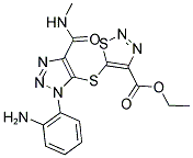 ETHYL 5-({1-(2-AMINOPHENYL)-4-[(METHYLAMINO)CARBONYL]-1H-1,2,3-TRIAZOL-5-YL}THIO)-1,2,3-THIADIAZOLE-4-CARBOXYLATE Struktur