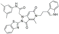 2-(5-(2-(1H-INDOL-3-YL)ETHYL)-2-(BENZO[D]THIAZOL-2-YL)-4-METHYL-3,6-DIOXO-2,3,5,6-TETRAHYDROPYRAZOLO[4,3-C]PYRIDIN-1-YL)-N-(3,5-DIMETHYLPHENYL)ACETAMIDE Struktur