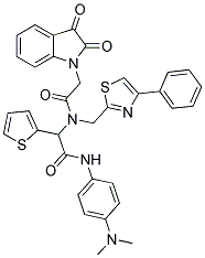 N-(4-(DIMETHYLAMINO)PHENYL)-2-(2-(2,3-DIOXOINDOLIN-1-YL)-N-((4-PHENYLTHIAZOL-2-YL)METHYL)ACETAMIDO)-2-(THIOPHEN-2-YL)ACETAMIDE Struktur