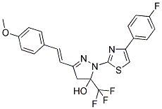 1-[4-(4-FLUOROPHENYL)-1,3-THIAZOL-2-YL]-3-[(E)-2-(4-METHOXYPHENYL)VINYL]-5-(TRIFLUOROMETHYL)-4,5-DIHYDRO-1H-PYRAZOL-5-OL Struktur