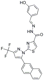 (E)-N'-(3-HYDROXYBENZYLIDENE)-2-(5-(NAPHTHALEN-2-YL)-3-(TRIFLUOROMETHYL)-1H-PYRAZOL-1-YL)THIAZOLE-4-CARBOHYDRAZIDE Struktur