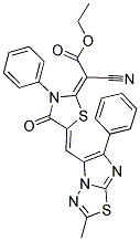 (E)-ETHYL 2-CYANO-2-((Z)-5-((2-METHYL-6-PHENYLIMIDAZO[2,1-B][1,3,4]THIADIAZOL-5-YL)METHYLENE)-4-OXO-3-PHENYLTHIAZOLIDIN-2-YLIDENE)ACETATE Struktur