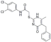 2-(5-BENZYL-6-METHYL-4-OXO-1,4-DIHYDRO-PYRIMIDIN-2-YLSULFANYL)-N-(3,4-DICHLORO-PHENYL)-ACETAMIDE Struktur