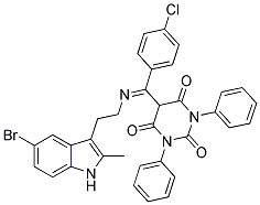 (E)-5-((2-(5-BROMO-2-METHYL-1H-INDOL-3-YL)ETHYLIMINO)(4-CHLOROPHENYL)METHYL)-1,3-DIPHENYLPYRIMIDINE-2,4,6(1H,3H,5H)-TRIONE Struktur