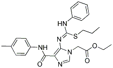 ETHYL 2-[5-{[(Z)-ANILINO(PROPYLSULFANYL)METHYLIDENE]AMINO}-4-(4-TOLUIDINOCARBONYL)-1H-IMIDAZOL-1-YL]ACETATE Struktur