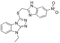 9-ETHYL-3-(6-NITRO-1H-BENZOIMIDAZOL-2-YLMETHYLSULFANYL)-9H-BENZO[4,5]IMIDAZO[2,1-C][1,2,4]TRIAZOLE Struktur