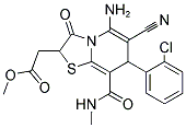 METHYL {5-AMINO-7-(2-CHLOROPHENYL)-6-CYANO-8-[(METHYLAMINO)CARBONYL]-3-OXO-2,3-DIHYDRO-7H-[1,3]THIAZOLO[3,2-A]PYRIDIN-2-YL}ACETATE Struktur