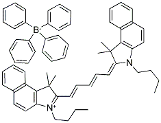 1H-BENZ[E]INDOLIUM, 3-BUTYL-2-[5-(3-BUTYL-1,3-DIHYDRO-1,1-DIMETHYL-2H-BENZ[E]INDOL-2-YLIDENE)-1,3-PENTADIENYL]-1,1-DIMETHYL-, TETRAPHENYLBORATE(-1) Struktur