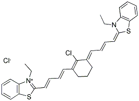 2-[(1E,3E)-4-(2-CHLORO-3-((E,2E)-4-[3-ETHYL-1,3-BENZOTHIAZOL-2(3H)-YLIDENE]-2-BUTENYLIDENE)-1-CYCLOHEXEN-1-YL)-1,3-BUTADIENYL]-3-ETHYL-1,3-BENZOTHIAZOL-3-IUM CHLORIDE Struktur