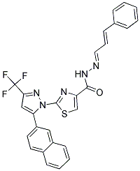 (E)-2-(5-(NAPHTHALEN-2-YL)-3-(TRIFLUOROMETHYL)-1H-PYRAZOL-1-YL)-N'-((E)-3-PHENYLALLYLIDENE)THIAZOLE-4-CARBOHYDRAZIDE Struktur