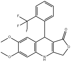 6,7-DIMETHOXY-9-[2-(TRIFLUOROMETHYL)PHENYL]-4,9-DIHYDROFURO[3,4-B]QUINOLIN-1(3H)-ONE Struktur