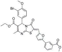 (Z)-ETHYL 5-(3-BROMO-4-METHOXYPHENYL)-2-((5-(3-(METHOXYCARBONYL)PHENYL)FURAN-2-YL)METHYLENE)-7-METHYL-3-OXO-3,5-DIHYDRO-2H-THIAZOLO[3,2-A]PYRIMIDINE-6-CARBOXYLATE Struktur