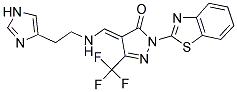 (4E)-2-(1,3-BENZOTHIAZOL-2-YL)-4-({[2-(1H-IMIDAZOL-4-YL)ETHYL]AMINO}METHYLENE)-5-(TRIFLUOROMETHYL)-2,4-DIHYDRO-3H-PYRAZOL-3-ONE Struktur