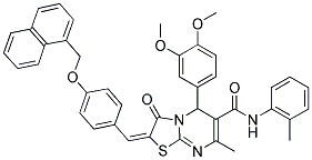 (E)-5-(3,4-DIMETHOXYPHENYL)-7-METHYL-2-(4-(NAPHTHALEN-1-YLMETHOXY)BENZYLIDENE)-3-OXO-N-O-TOLYL-3,5-DIHYDRO-2H-THIAZOLO[3,2-A]PYRIMIDINE-6-CARBOXAMIDE Struktur