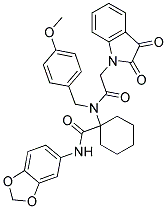 N-(BENZO[D][1,3]DIOXOL-5-YL)-1-(2-(2,3-DIOXOINDOLIN-1-YL)-N-(4-METHOXYBENZYL)ACETAMIDO)CYCLOHEXANECARBOXAMIDE Struktur