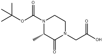 (3S)-4-BOC-1-CARBOXYMETHYL-3-METHYL-PIPERAZIN-2-ONE Struktur