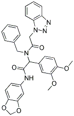 2-(2-(1H-BENZO[D][1,2,3]TRIAZOL-1-YL)-N-BENZYLACETAMIDO)-N-(BENZO[D][1,3]DIOXOL-5-YL)-2-(3,4-DIMETHOXYPHENYL)ACETAMIDE Struktur