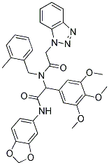 2-(2-(1H-BENZO[D][1,2,3]TRIAZOL-1-YL)-N-(2-METHYLBENZYL)ACETAMIDO)-N-(BENZO[D][1,3]DIOXOL-5-YL)-2-(3,4,5-TRIMETHOXYPHENYL)ACETAMIDE Structure