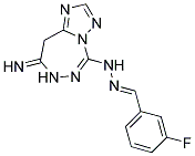 3-FLUOROBENZALDEHYDE (8-IMINO-8,9-DIHYDRO-7H-[1,2,4]TRIAZOLO[1,5-D][1,2,4]TRIAZEPIN-5-YL)HYDRAZONE Struktur