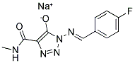 SODIUM 1-{[(1E)-(4-FLUOROPHENYL)METHYLENE]AMINO}-4-[(METHYLAMINO)CARBONYL]-1H-1,2,3-TRIAZOL-5-OLATE Struktur