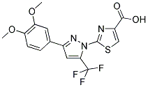 2-[3-(3,4-DIMETHOXYPHENYL)-5-(TRIFLUOROMETHYL)-1H-PYRAZOL-1-YL]-1,3-THIAZOLE-4-CARBOXYLIC ACID Struktur