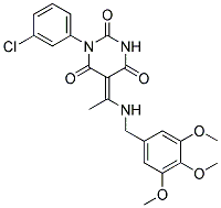 1-(3-CHLOROPHENYL)-5-{(E)-1-[(3,4,5-TRIMETHOXYBENZYL)AMINO]ETHYLIDENE}-2,4,6(1H,3H,5H)-PYRIMIDINETRIONE Struktur