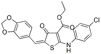 ETHYL (5E)-5-(1,3-BENZODIOXOL-5-YLMETHYLENE)-2-[(4-CHLOROPHENYL)AMINO]-4-OXO-4,5-DIHYDROTHIOPHENE-3-CARBOXYLATE Struktur