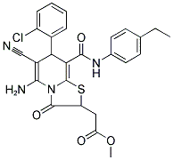 METHYL 2-(5-AMINO-7-(2-CHLOROPHENYL)-6-CYANO-8-(4-ETHYLPHENYLCARBAMOYL)-3-OXO-3,7-DIHYDRO-2H-THIAZOLO[3,2-A]PYRIDIN-2-YL)ACETATE Struktur