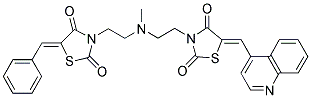 (Z)-5-BENZYLIDENE-3-(2-((2-((Z)-2,4-DIOXO-5-(QUINOLIN-4-YLMETHYLENE)THIAZOLIDIN-3-YL)ETHYL)(METHYL)AMINO)ETHYL)THIAZOLIDINE-2,4-DIONE Struktur