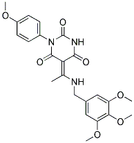 1-(4-METHOXYPHENYL)-5-{(E)-1-[(3,4,5-TRIMETHOXYBENZYL)AMINO]ETHYLIDENE}-2,4,6(1H,3H,5H)-PYRIMIDINETRIONE Struktur