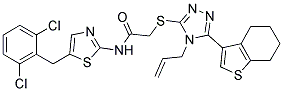 2-(4-ALLYL-5-(4,5,6,7-TETRAHYDROBENZO[B]THIOPHEN-3-YL)-4H-1,2,4-TRIAZOL-3-YLTHIO)-N-(5-(2,6-DICHLOROBENZYL)THIAZOL-2-YL)ACETAMIDE Struktur