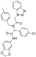 2-(2-(1H-BENZO[D][1,2,3]TRIAZOL-1-YL)-N-(4-METHYLBENZYL)ACETAMIDO)-N-(BENZO[D][1,3]DIOXOL-5-YL)-2-(4-CHLOROPHENYL)ACETAMIDE Struktur