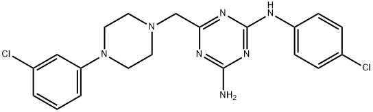 N-(4-CHLOROPHENYL)-6-{[4-(3-CHLOROPHENYL)PIPERAZIN-1-YL]METHYL}-1,3,5-TRIAZINE-2,4-DIAMINE Struktur