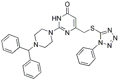 2-(4-BENZHYDRYLPIPERAZIN-1-YL)-6-((1-PHENYL-1H-TETRAZOL-5-YLTHIO)METHYL)PYRIMIDIN-4(3H)-ONE Struktur