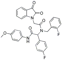 2-(2,3-DIOXOINDOLIN-1-YL)-N-(2-FLUOROBENZYL)-N-(1-(4-FLUOROPHENYL)-2-(4-METHOXYPHENYLAMINO)-2-OXOETHYL)ACETAMIDE Struktur