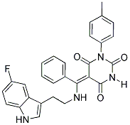 5-[(E)-{[2-(5-FLUORO-1H-INDOL-3-YL)ETHYL]AMINO}(PHENYL)METHYLIDENE]-1-(4-METHYLPHENYL)-2,4,6(1H,3H,5H)-PYRIMIDINETRIONE Struktur