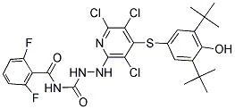 N-(2,6-DIFLUOROBENZOYL)-2-(3,5,6-TRICHLORO-4-(3,5-DITERT-BUTYL-4-HYDROXYPHENYLTHIO)PYRIDIN-2-YL)HYDRAZINECARBOXAMIDE Struktur