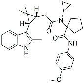 1-(N-CYCLOPROPYL-2-((1R,3S)-2,2-DIMETHYL-3-(2-METHYL-1H-INDOL-3-YL)CYCLOPROPYL)ACETAMIDO)-N-(4-METHOXYPHENYL)CYCLOPENTANECARBOXAMIDE Struktur