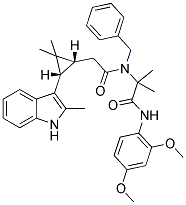 2-(N-BENZYL-2-((1R,3S)-2,2-DIMETHYL-3-(2-METHYL-1H-INDOL-3-YL)CYCLOPROPYL)ACETAMIDO)-N-(2,4-DIMETHOXYPHENYL)-2-METHYLPROPANAMIDE Struktur