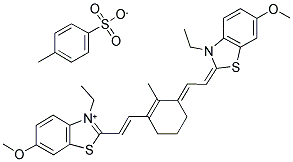 3-ETHYL-2-[(E)-2-(3-((E)-2-[3-ETHYL-6-METHOXY-1,3-BENZOTHIAZOL-2(3H)-YLIDENE]ETHYLIDENE)-2-METHYL-1-CYCLOHEXEN-1-YL)ETHENYL]-6-METHOXY-1,3-BENZOTHIAZOL-3-IUM 4-METHYLBENZENESULFONATE Struktur