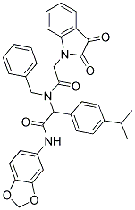 N-(BENZO[D][1,3]DIOXOL-5-YL)-2-(N-BENZYL-2-(2,3-DIOXOINDOLIN-1-YL)ACETAMIDO)-2-(4-ISOPROPYLPHENYL)ACETAMIDE Struktur