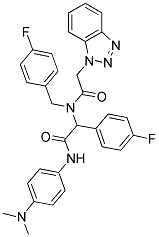 2-(2-(1H-BENZO[D][1,2,3]TRIAZOL-1-YL)-N-(4-FLUOROBENZYL)ACETAMIDO)-N-(4-(DIMETHYLAMINO)PHENYL)-2-(4-FLUOROPHENYL)ACETAMIDE Struktur