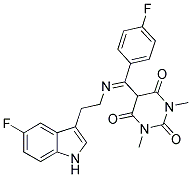 5-[{[2-(5-FLUORO-1H-INDOL-3-YL)ETHYL]IMINO}(4-FLUOROPHENYL)METHYL]-1,3-DIMETHYL-2,4,6(1H,3H,5H)-PYRIMIDINETRIONE Struktur