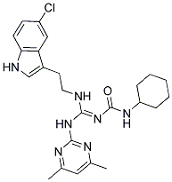 N-{(E)-{[2-(5-CHLORO-1H-INDOL-3-YL)ETHYL]AMINO}[(4,6-DIMETHYL-2-PYRIMIDINYL)AMINO]METHYLIDENE}-N'-CYCLOHEXYLUREA Struktur