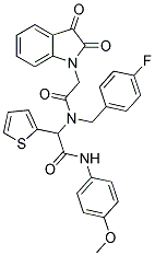 2-(2,3-DIOXOINDOLIN-1-YL)-N-(4-FLUOROBENZYL)-N-(2-(4-METHOXYPHENYLAMINO)-2-OXO-1-(THIOPHEN-2-YL)ETHYL)ACETAMIDE Struktur