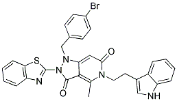 5-(2-(1H-INDOL-3-YL)ETHYL)-2-(BENZO[D]THIAZOL-2-YL)-1-(4-BROMOBENZYL)-4-METHYL-1,2-DIHYDRO-5H-PYRAZOLO[4,3-C]PYRIDINE-3,6-DIONE Struktur