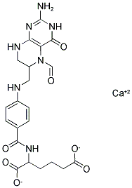 CALCIUM 2-[4-[(2-AMINO-5-FORMYL-4-OXO-3,6,7,8-TETRAHYDROPTERIDIN-6-YL)METHYLAMINO]BENZOYL]AMINOHEXANEDIOIC ACID Struktur