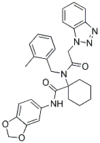 1-(2-(1H-BENZO[D][1,2,3]TRIAZOL-1-YL)-N-(2-METHYLBENZYL)ACETAMIDO)-N-(BENZO[D][1,3]DIOXOL-5-YL)CYCLOHEXANECARBOXAMIDE Struktur